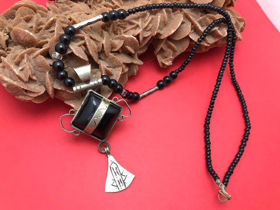 Touareg Onyx Necklace: .999 Silver Berber Amulet - Etsy