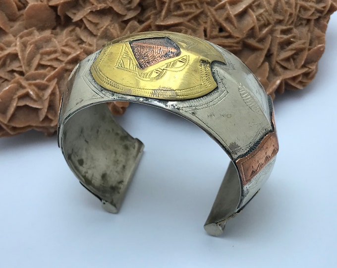 Bracelet manchette Touareg avec argent et bronze cuivre