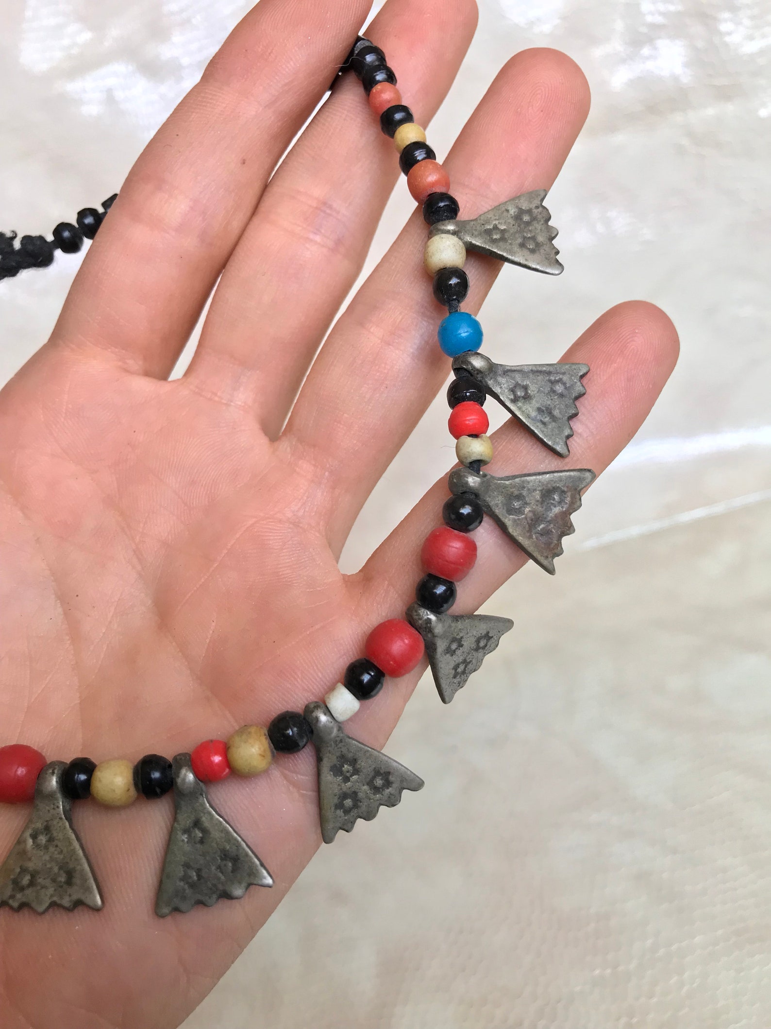 Mode Afrique Berbère Cartes Pendentif Collier - Hip-Hop Couleur Drapeau Charme Ras Du Cou, Bijoux Cadeau Patriot Eau Vague Chandail Chaîne Pour Femmes