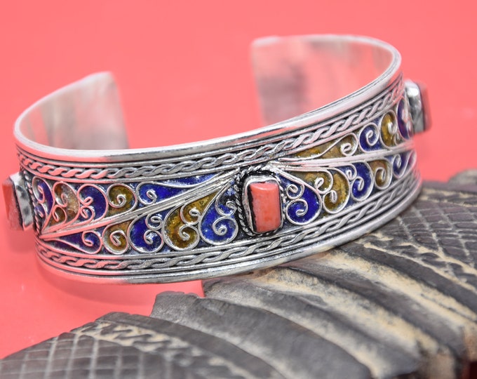 Handmade Bracelet Morocco Silver , Berber Corail Bracelet