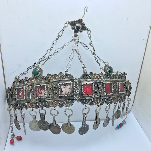 Bijoux Maroc Parure de tête Berbère émaile AL- MAGHRIB , vintage parure ,éthique parure