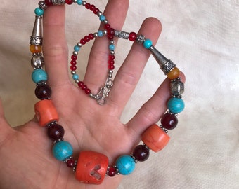 bijoux marocain,necklace corail,ethnique collier fait a main ,vintage necklace moroccan jewelry