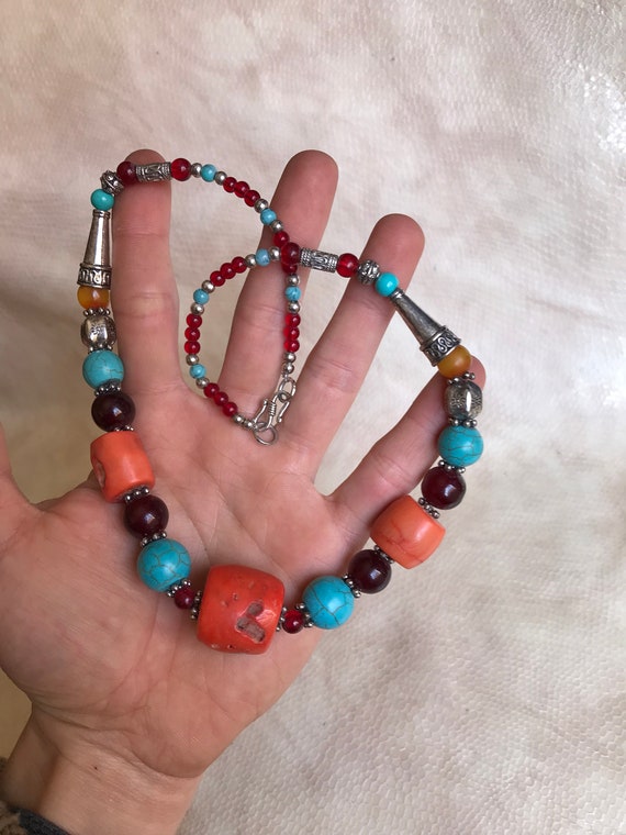bijoux marocain,necklace corail,ethnique collier fait a main ,vintage necklace moroccan jewelry