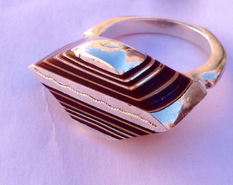 Massif 999 Silver Touareg Ring with Ebony  – Berber Tribal Boho Jewelry
