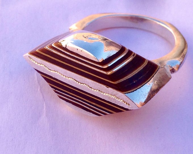 Massif 999 Silver Touareg Ring with Ebony  – Berber Tribal Boho Jewelry