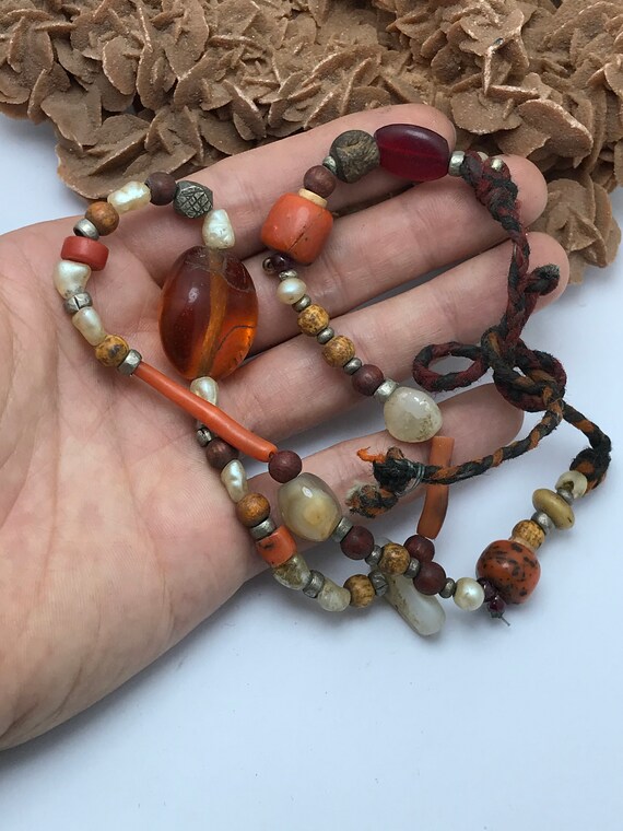Gros Collier Vintage En Pierres Naturelles - Bijou Fantaisie Ancien, Occasion Bon état