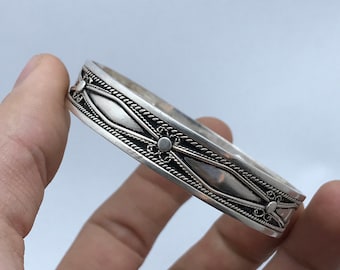 Bracelet jonc berbère argent 925 filigrane fait a main, bracelet jonc african,ethnique filigrane bracelet jonc