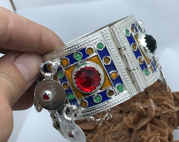 Bracelet Ethnique en argent & émail - Maroc Bracelet Tiznit