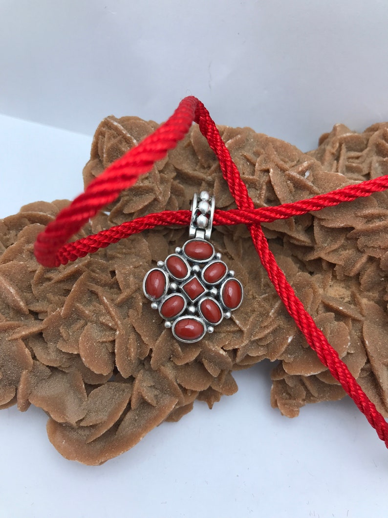 Collier Et Bague Anciens En Argent Massif Avec Corail Rouge Véritable – Style Ben Yenni, Occasion