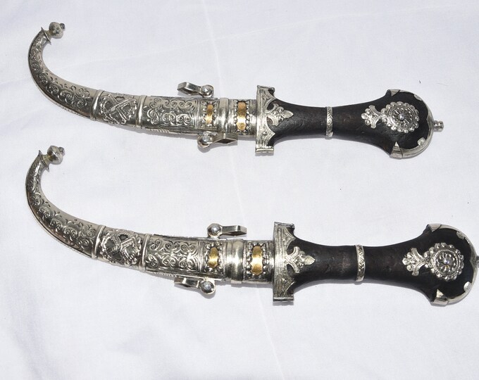 Handmade berber Amazigh Khanjar Dagger Silver Vintage Knife dagger From Morocco