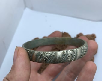 Vintage Berber Silver & Brass Bracelet: Ethnic Tribal Jewelry