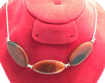 Vintage 925 Silver Carnelian Necklace - Ethnic Design