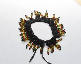 vintage Tuareg Bracelet Leather And Beads , Bororo Tuareg Bracelet