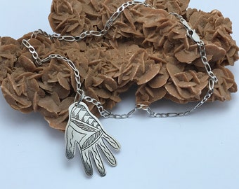 Berber Artisan 925 Silver Hamsa Necklace - Fatima Hand Pendant