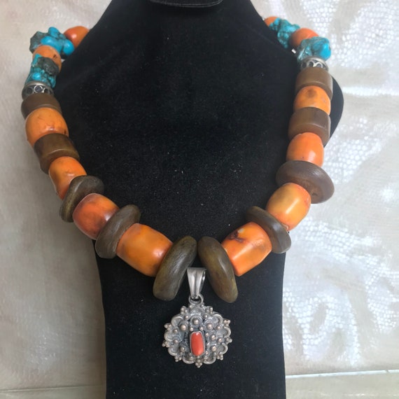 Collier Marocaine Ethnique Avec Corail Et Ambar Et Pendentif | Etsy