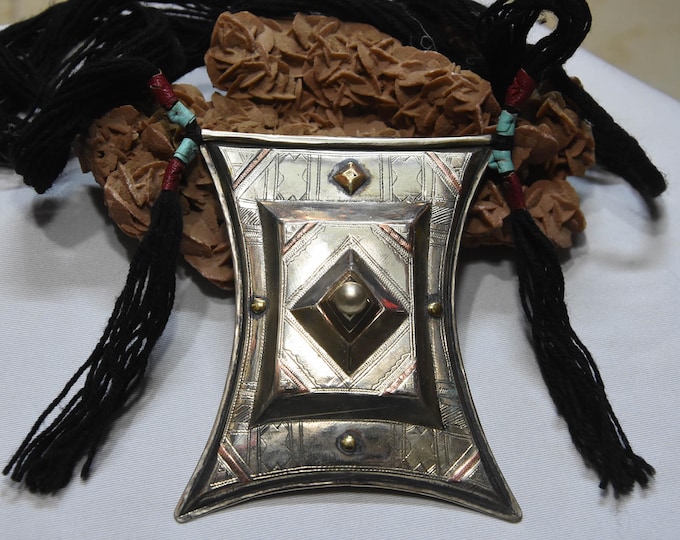 Touareg talisman collier argent couleur main gravé Pendentif amulette,ethnique nomades talisman