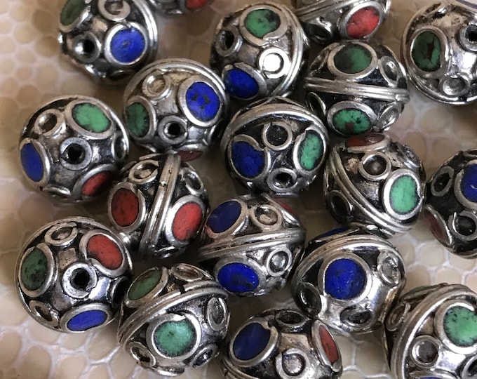 silver beads enamel, argent Sterling perle charme argent émail morocco beads