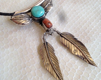 ethnic necklace corail handmade silver,statement jewelry,boho pendent