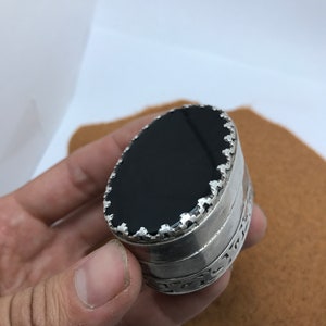 silver antique box vintage handmade ,jewelry box silver 925,with onyx black