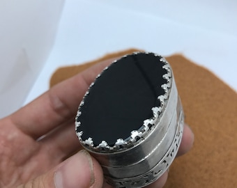 Handmade Sterling Silver Onyx Jewelry Box - Moroccan Decor