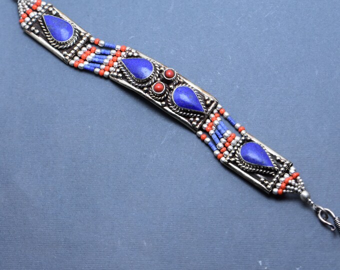 Berber Bracelet Lapis Lazuli , Ethnic Bracelet Lapis