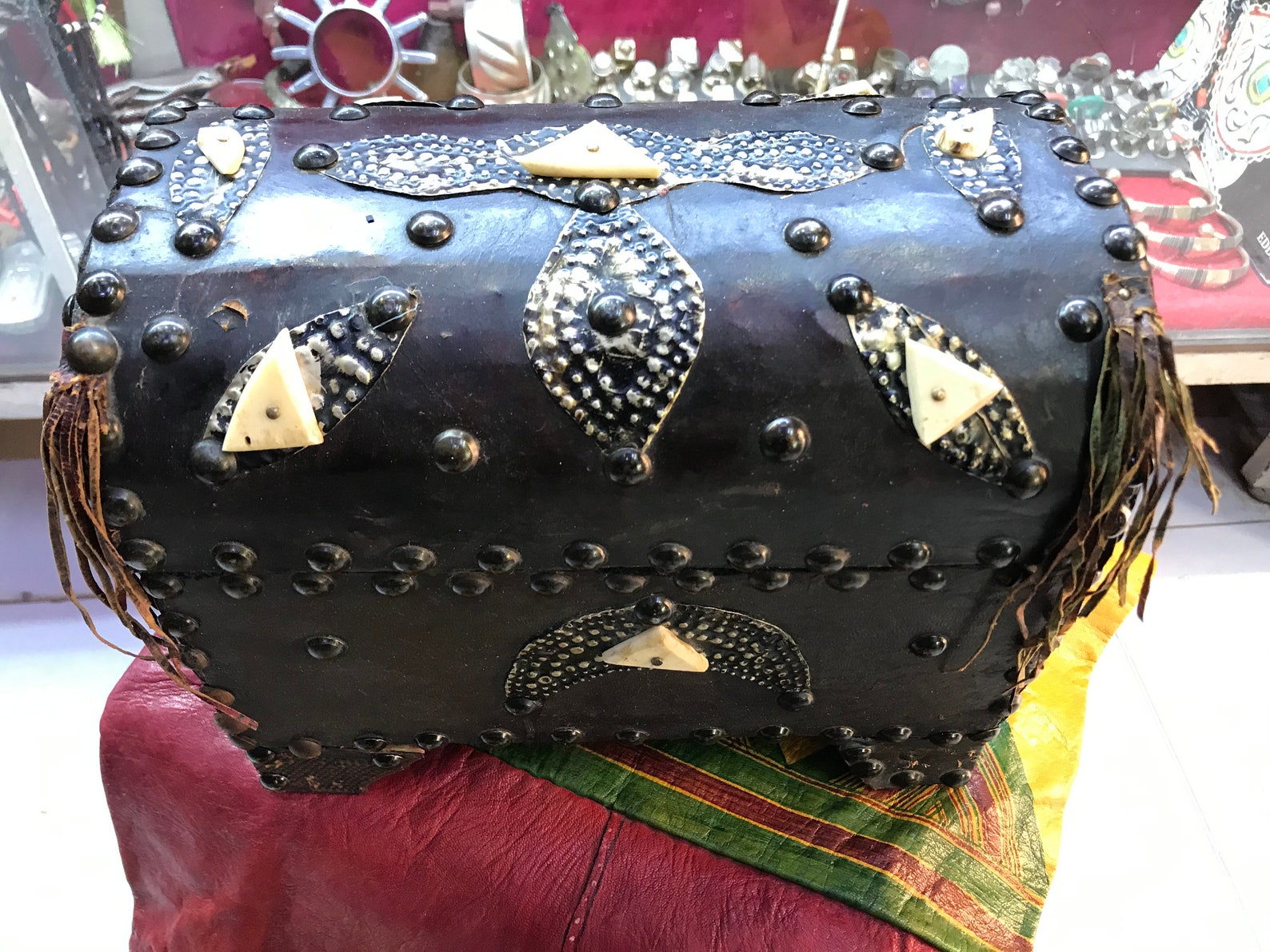 Tuareg craft leather boxtuareg box jewelry wood and leather Etsy