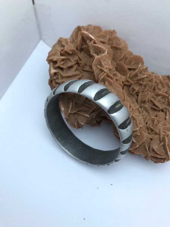 Bracelet Ancien En Argent Massif - Style Rigide à Boucle De Ceinture - Années 1960-1970