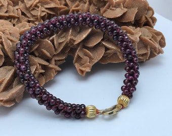 Vintage Red Bead Bracelet: 925 Silver Wire Wrap, Natural Stone