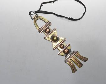 Old  Authentic Tuareg Veil Weight (Assrou n' Swoul) with Engraved Mixed Metals