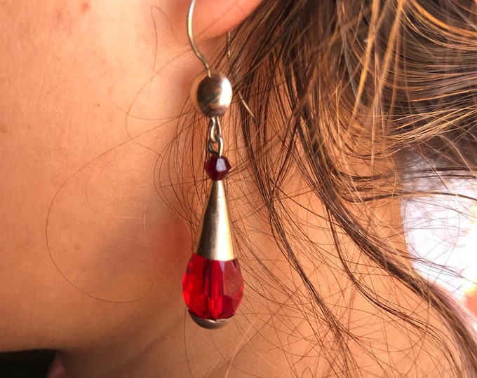 Tribal earrings - Tuareg jewelry- red earrings bead handmade