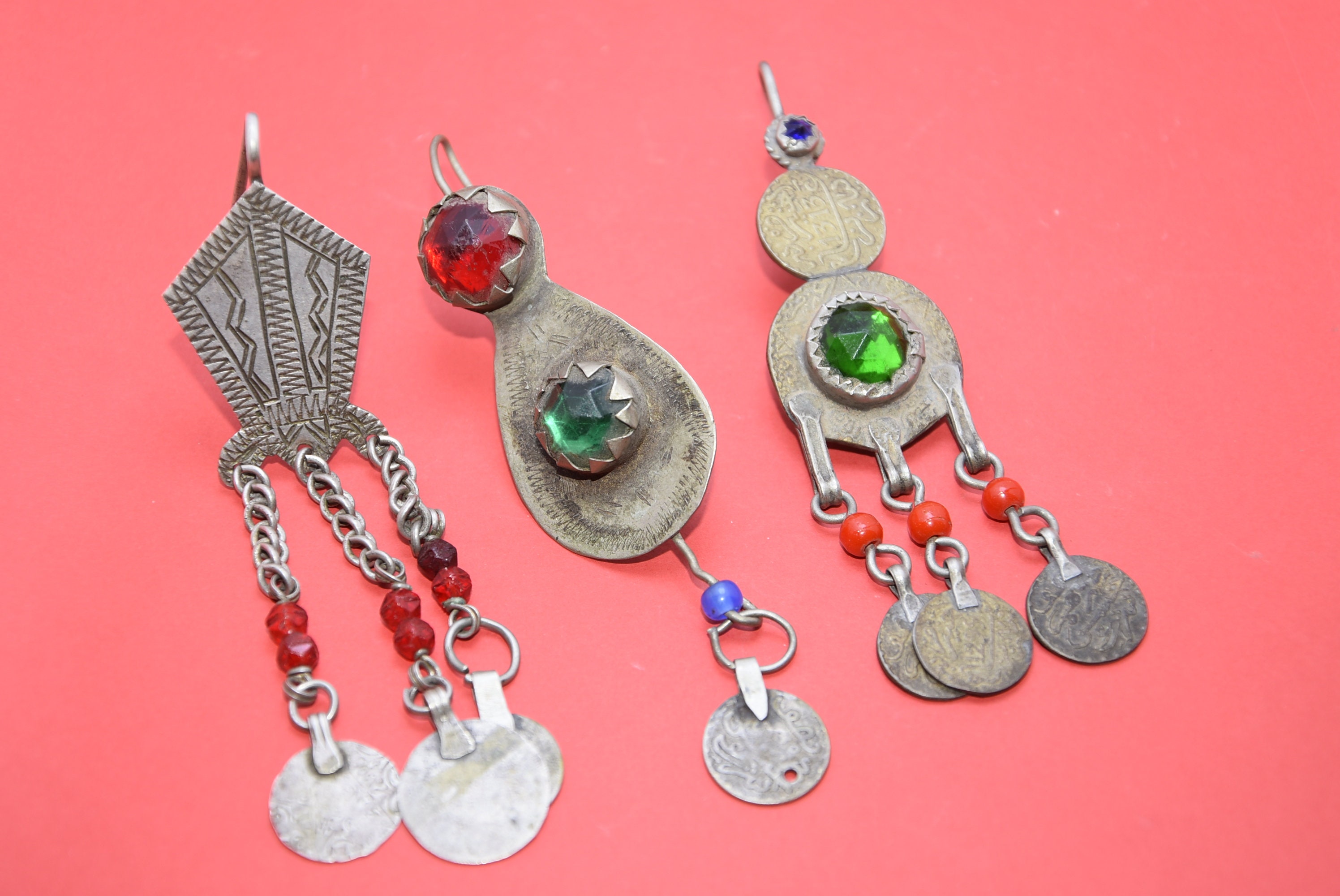 Berber Earrings Antique , Lot Of 3 Different Berber Earrings Old For Collection