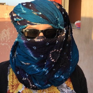 TUAREG SCARF , tuareg turban,tuareg blue scarf , moroccan tuareg berber scarf