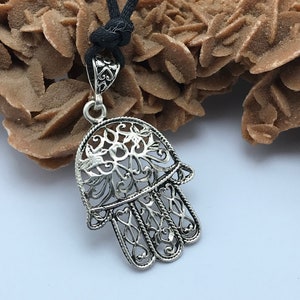 Vintage Silver Hamsa Necklace: Moroccan Berber Talisman