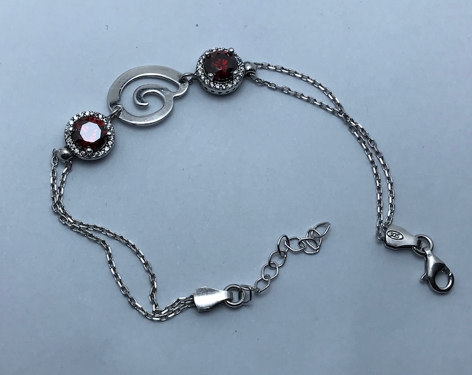 Bracelet Argent 925 Cristal de Swarovski rouge