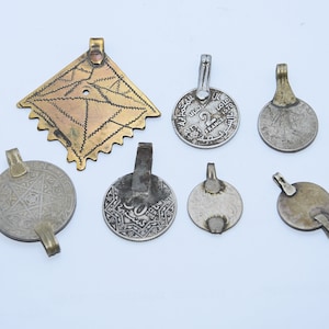 Berber pendant vintage for Old Necklace , moroccan pendant coins