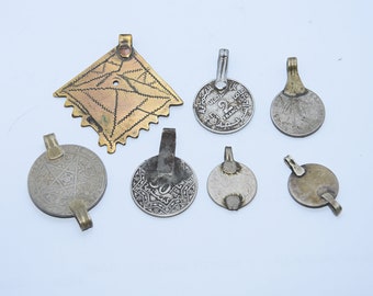 Berber pendant vintage for Old Necklace , moroccan pendant coins