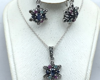 moroccan necklace with paire earrings silver 925 , set morocco 925 old work handmade