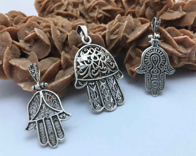 hand fatima morocco lots of 3 beautiful hamsa berber silver pendent