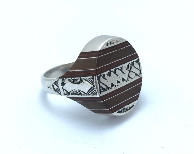 Touareg bague argent massif berbère argent ring &ebony ethnique tribale bague