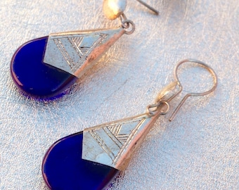 Boucles d'oreille touareg argent massif fait par main