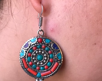 Berber Silver Dangle Earrings: Moroccan Antique Jewelry