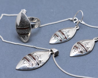 Tuareg Set Jewelry Silver Ring Earring & Necklace pendant Sterling Silver