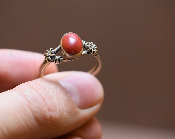 moroccan berber ring corail , naturel corail ring,vintage berber ring