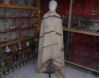 Old Wedding Blanket Handira brown , moroccan carpet, berber, bedding blanket