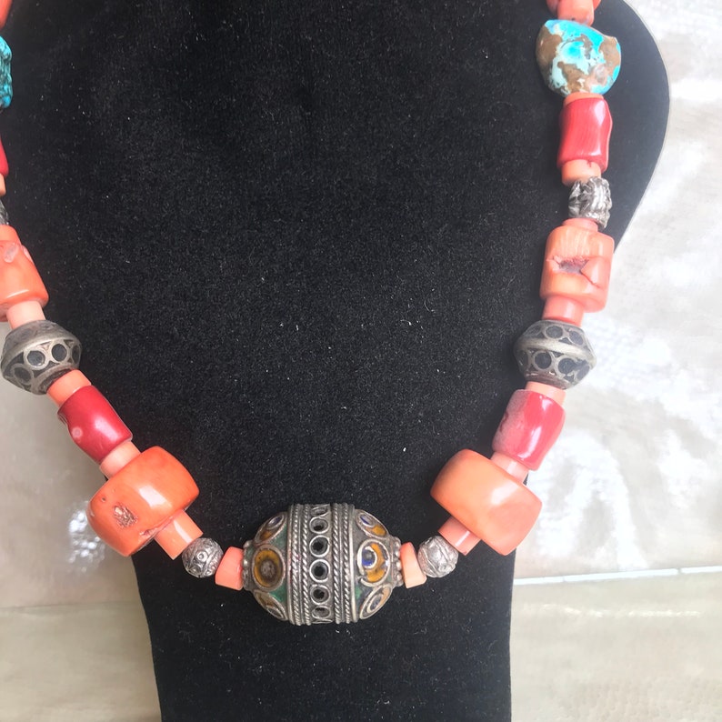 Collier Marocain Berbère Avec Perles De Corail Et Argent Bead - Etsy