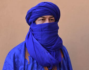 Scarf Tuareg Bleu , Moroccan Indigo Tuareg Turban