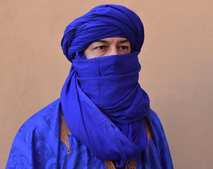 Scarf Tuareg Bleu , Moroccan Indigo Tuareg Turban