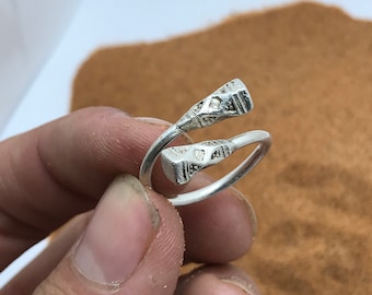 Adjustable Touareg Silver Ring: Hand-crafted Design
