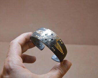 Handmade Ebony Sterling Silver Touareg Bracelet: Ethnic Boho Cuff