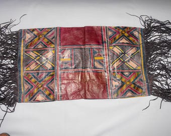 TUAREG, LEATHER CUSHION ,Tuareg Leather Pillow | Mudcloth fabric, Handcrafted leather, Pillow
